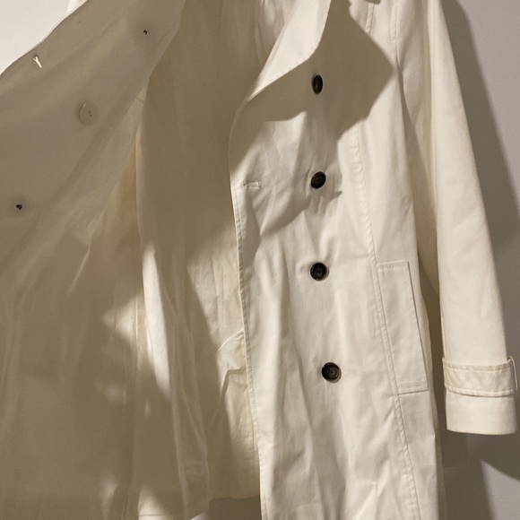 Zara White Trench Coat Jacket Banana Republic MK Kors H&M J Crew Loft M/L 6/8 - Picture 12 of 13